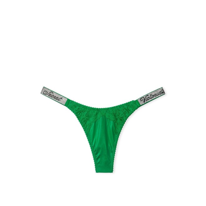 Трусики Smooth Verdant Green Lace Shine Strap Thong Panty