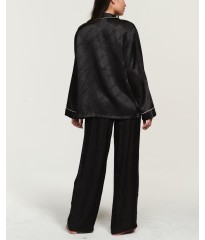 Піжама Lux Satin Black Logo Long Pajama Set