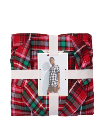 Піжама Bright Tartan Plaid Flannel Short Pajama Set