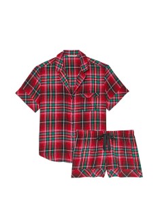 Піжама Bright Tartan Plaid Flannel Short Pajama Set