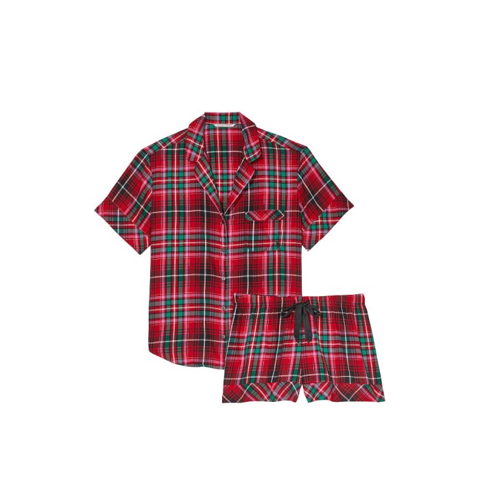 Пижама Bright Tartan Plaid Flannel Short Pajama Set