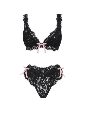 Комплект VS For LOVE & LEMONS Noelle Lace Bra Black Set