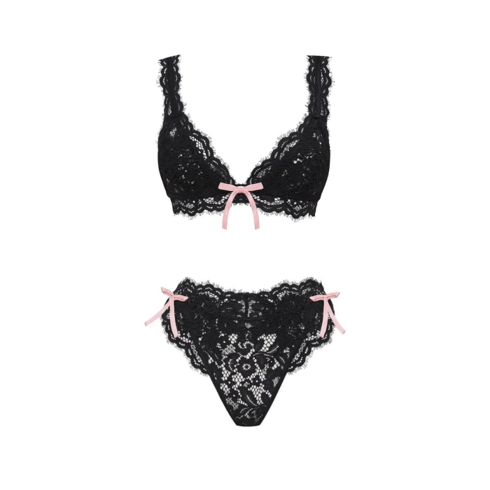 Комплект VS For LOVE & LEMONS Noelle Lace Bra Black Set