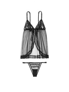 Пеньюар Black Mesh Peekaboo Babydoll Set 