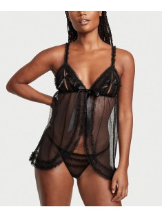 Пеньюар Black Mesh Peekaboo Babydoll Set 