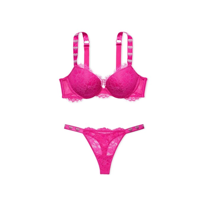 Комплект Shine Strap Lace Fuchsia Frenzy Push-Up Bra Set