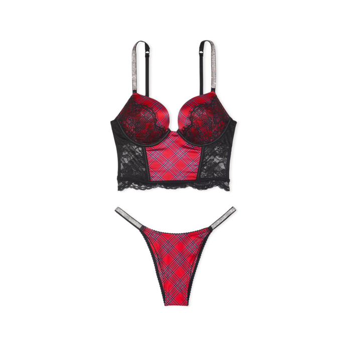 Комплект Bombshell Add-2-Cups Push-Up Corset Top Lacy Plaid