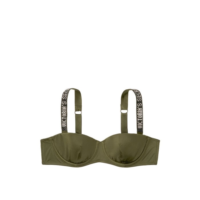 Бюстгальтер Victoria's Secret Lux bra Balconette Embellished Straps FOREST NIGHT