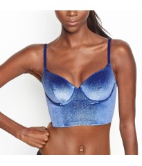 Бюстгальтер Victoria's Secret подовжений, синій оксамит з люрексом