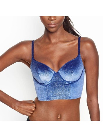 Бюстгальтер Victoria's Secret подовжений, синій оксамит з люрексом