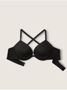 Бюстгальтер PINK super push up Black lace bra
