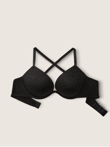 Бюстгальтер PINK super push up Black lace bra