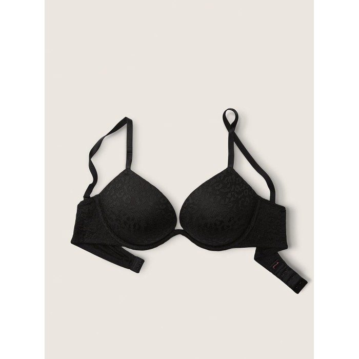 Бюстгальтер PINK super push up Black lace bra