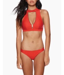 Купальник Beach Bunny High Neck Zipper Top Bikini Red