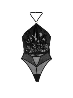 Боді High Neck Floral Cutout Teddy Black