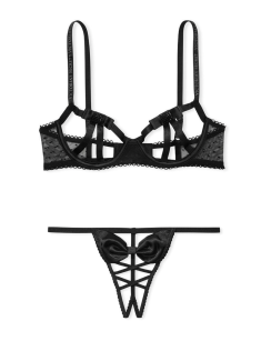 Комплект Very Sexy Open Cup Demi Bow Unlined Balconet Thong Black Set