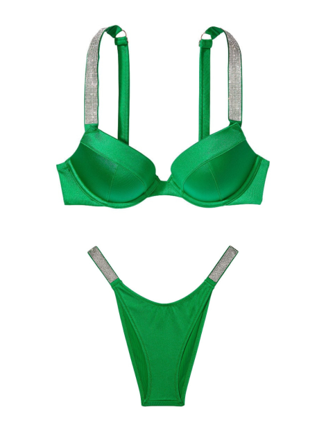 Купальник Shine Strap Sexy Tee Push-Up Bikini Verdant Green