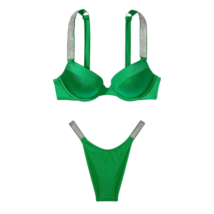 Купальник Shine Strap Sexy Tee Push-Up Bikini Verdant Green