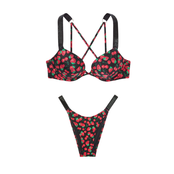 Купальник Shine Strap Sexy Tee Push-Up Bikini Mixed Berry Set