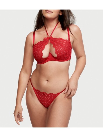 Комплект Sweetheart Lace Open Cup Halter Lipstick Bra Set