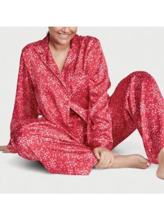 Пижама Satin Long Pajama Set Victoria’s Secret Red Heart Dot