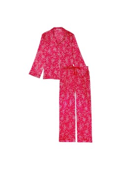 Пижама Satin Long Pajama Set Victoria’s Secret Red Heart Dot