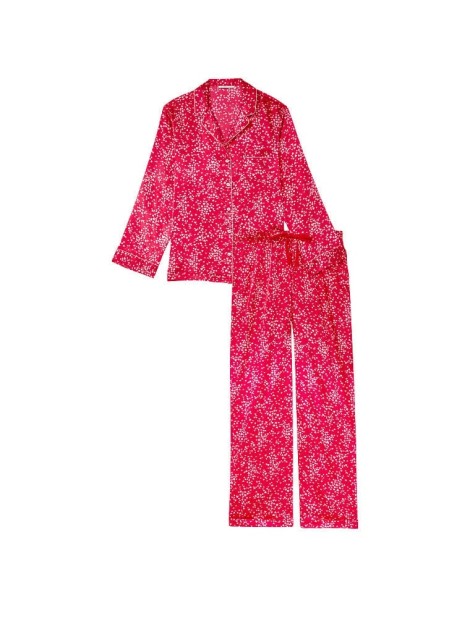 Піжама Satin Long Pajama Set Victoria's Secret Red Heart Dot