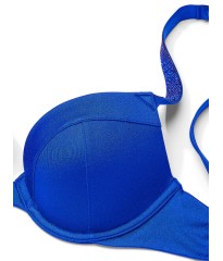 Купальник Shine Strap Sexy Tee Push-Up Bikini Set Blue Oar