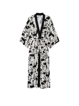 Халат Long Satin Robe Black&White