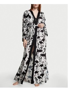 Халат Long Satin Robe Black&White