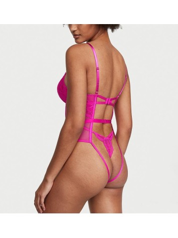Боді Push-Up Cutout Lace Teddy Fuchsia