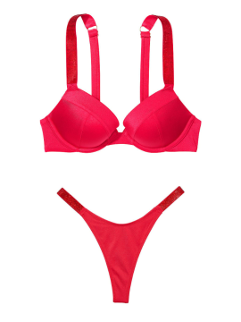 Купальник Shine Strap Sexy Tee Push-Up Bikini Set Wild Strawberry