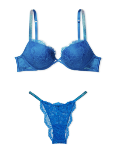 Комплект белья Add 2 Cups Shine Strap Lace Push Up Bra Blue Set