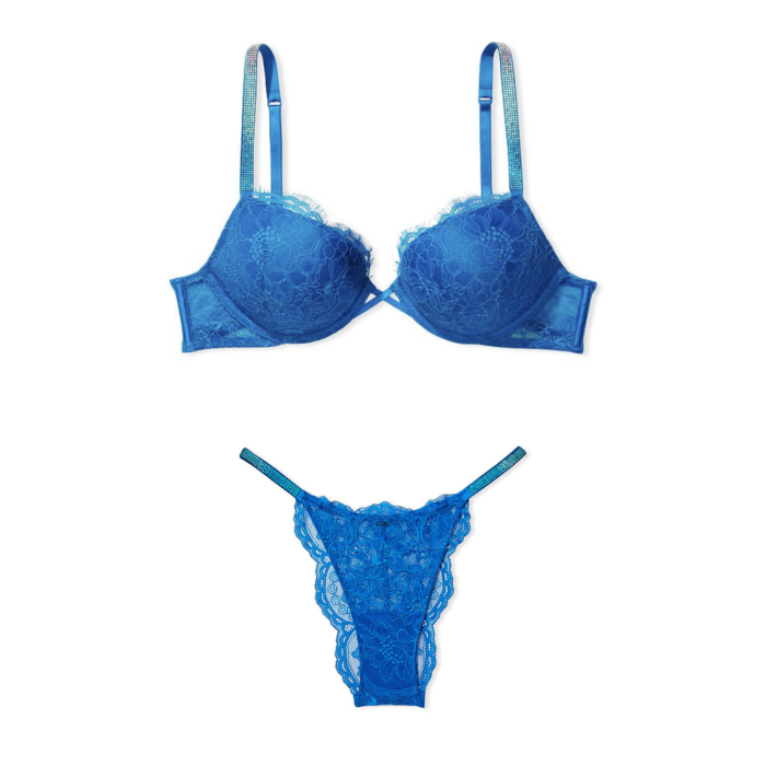 Комплект білизни Add 2 Cups Shine Strap Lace Push Up Bra Blue Set