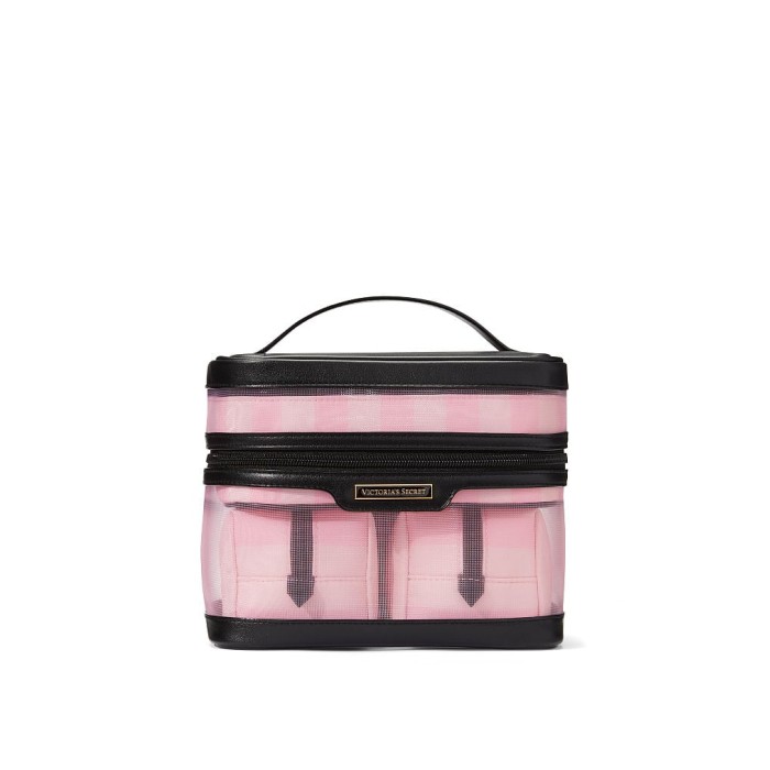 Набір косметичок 4-in-1 Train Case Iconic Pink Striped Mesh