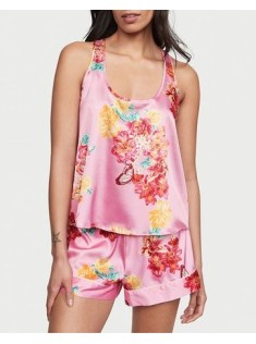 Піжама Short Cami PJ Set White Pink Flower Print logo