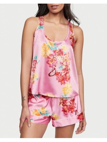 Піжама Short Cami PJ Set White Pink Flower Print logo