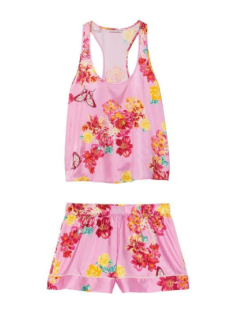 Піжама Short Cami PJ Set White Pink Flower Print logo
