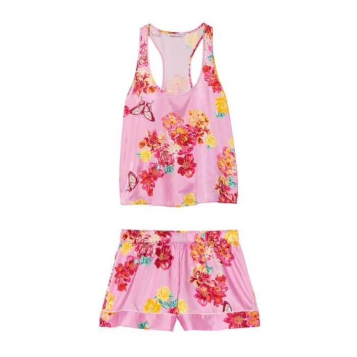Піжама Short Cami PJ Set White Pink Flower Print logo
