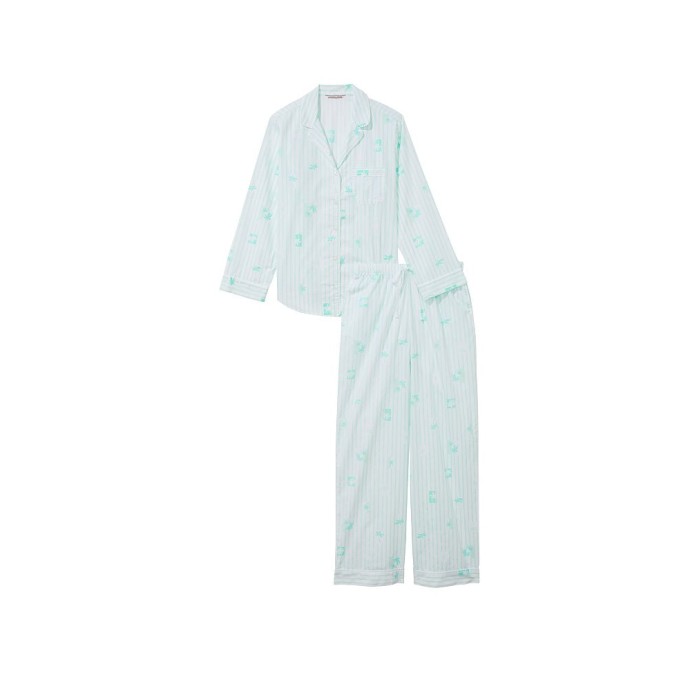 Піжама Cotton Long Pajama Set Resort Blue Stripe