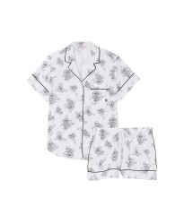 Пижама Cotton Short PJ Set White Flower Print