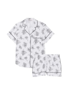 Пижама Cotton Short PJ Set White Flower Print