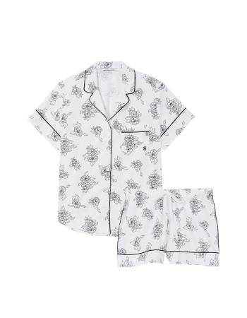 Піжама Cotton Short PJ Set White Flower Print