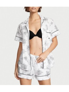 Піжама Cotton Short PJ Set White Flower Print