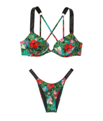 Купальник Shine Strap Bombshell Add-2-Cups Push-Up Bikini Set Tropical Floral