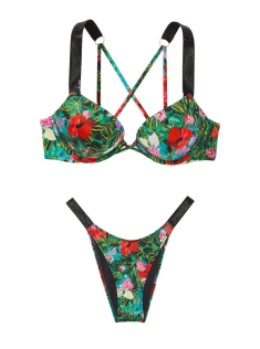 Купальник Shine Strap Bombshell Add-2-Cups Push-Up Bikini Set Tropical Floral