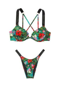 Купальник Shine Strap Bombshell Add-2-Cups Push-Up Bikini Set Tropical Floral