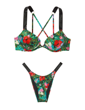 Купальник Shine Strap Bombshell Add-2-Cups Push-Up Bikini Set Tropical Floral