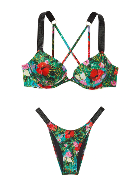 Купальник Shine Strap Bombshell Add-2-Cups Push-Up Bikini Set Tropical Floral