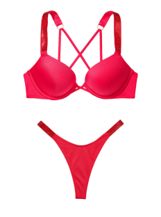Купальник Shine Strap Bombshell Add-2-Cups Push-Up Bikini Set Wild Strawberry